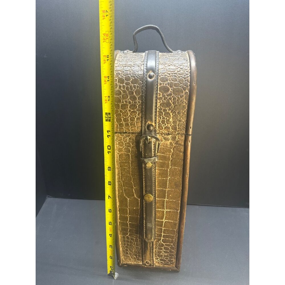 Vtg Wooden Wine Box Gift Bottle Case Retro Single Bottle Decorative 15.5'' Tall - Picture 8 of 11